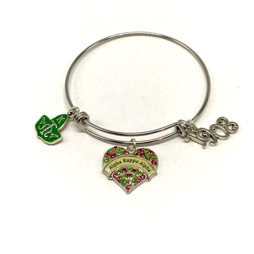 Alpha Kappa Alpha Silver Charm Bracelet